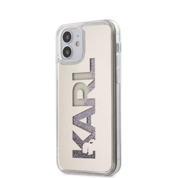 Karl Lagerfeld logotipas Karl Liquid Glitter Multi Mirror – iPhone 12 Mini Dėklas (sidabras)