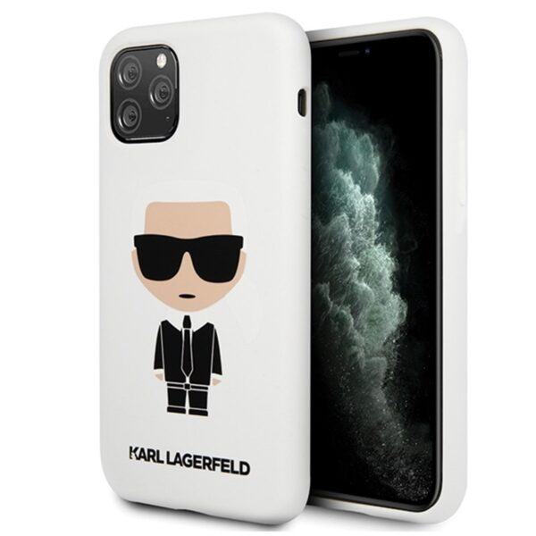 Karl Lagerfeld Fullbody Silicone Iconic – iPhone 11 Pro dėklas (baltas)