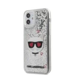 Karl Lagerfeld Liquid Glitter Choupette – dėklas, skirtas iPhone 12 Mini (sidabras)