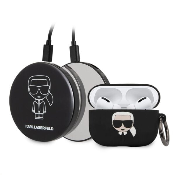 Karl Lagerfeld Bundle Ikonik – Apple Airpods Pro + Power Bank dėklų rinkinys su veidrodžiu