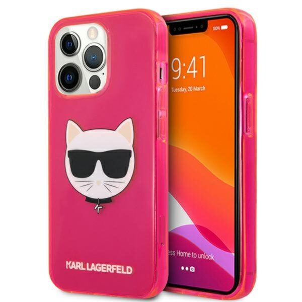 Karl Lagerfeld Choupette Head – dėklas, skirtas iPhone 13 Pro (Fluo Pink)