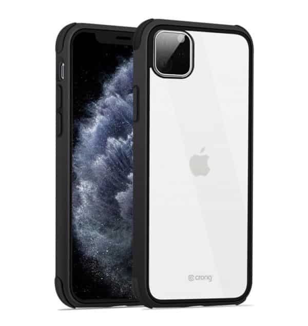 „Crong Trace Clear Cover“ – hibridinis apsauginis dėklas, skirtas „iPhone 11 Pro“ (juodas / juodas)