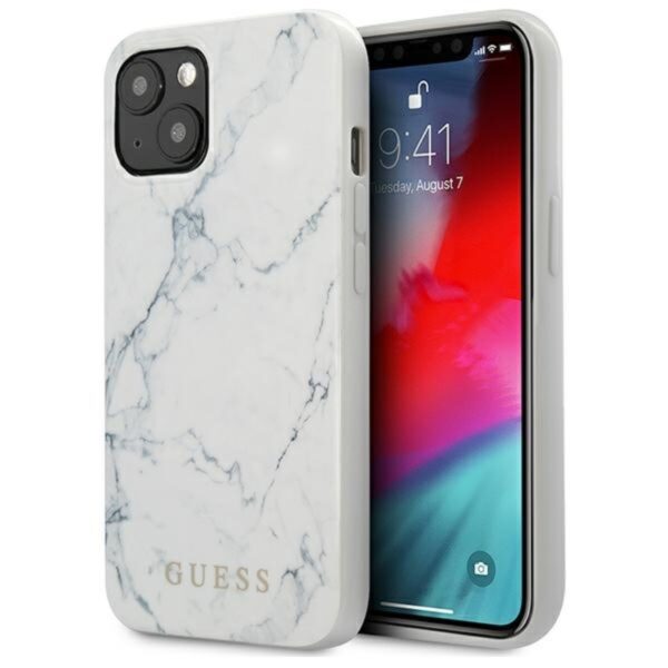 Guess Marble – dėklas, skirtas iPhone 13 (baltas)