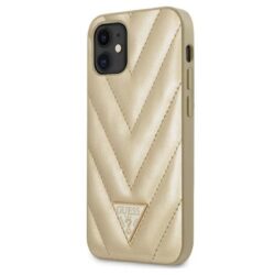 Guess V Quilted – iPhone 12 mini dėklas (auksinis)