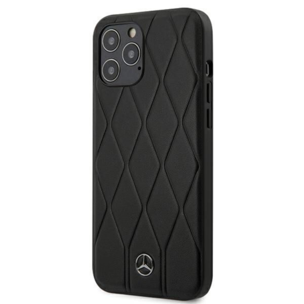 Mercedes Leather Wave Line – dėklas, skirtas iPhone 12 Pro Max (juodas)