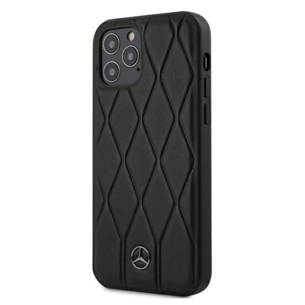 Mercedes Leather Wave Line – dėklas, skirtas iPhone 12 / iPhone 12 Pro (juodas)