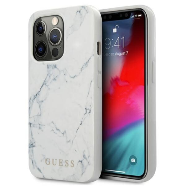 Guess Marble – dėklas, skirtas iPhone 13 Pro (baltas)