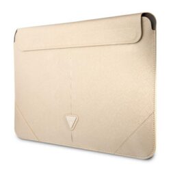 Guess Saffiano Triangle Logo Sleeve – Nešiojamojo kompiuterio dėklas 13 colių / 14 colių (smėlio spalvos)