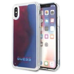Guess Liquid Glitter Hearts – dėklas, skirtas iPhone Xs / X (švyti tamsoje / raudona)