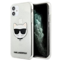 Karl Lagerfeld Choupette Head Glitter – dėklas, skirtas iPhone 11 (sidabras)