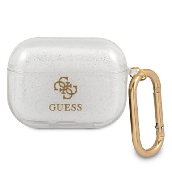 Guess Colored Glitter – Airpods Pro dėklas (skaidrus)