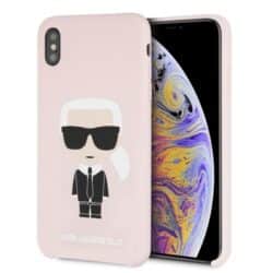 Karl Lagerfeld silikoninis ikoninis dėklas, skirtas iPhone Xs Max (šviesiai rožinis)