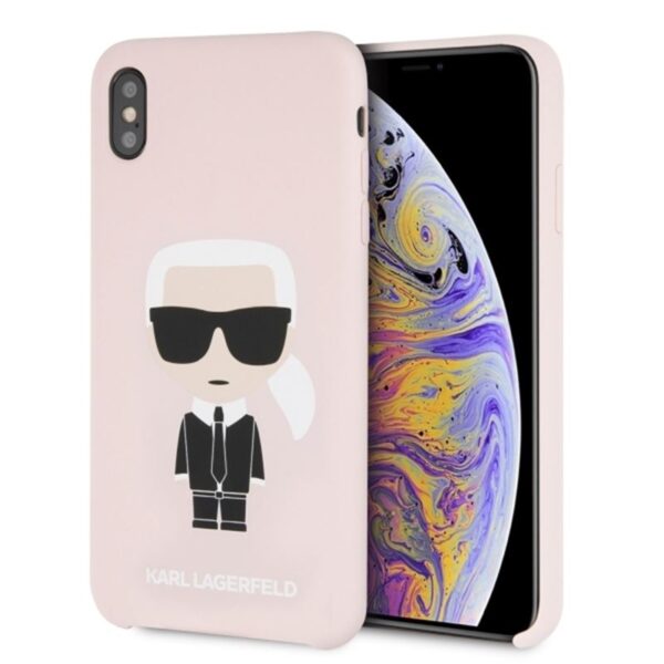 Karl Lagerfeld silikoninis ikoninis dėklas, skirtas iPhone Xs Max (šviesiai rožinis)