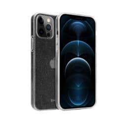 Crong Glitter Case – dėklas, skirtas iPhone 12 Pro Max (skaidrus / sidabrinis)