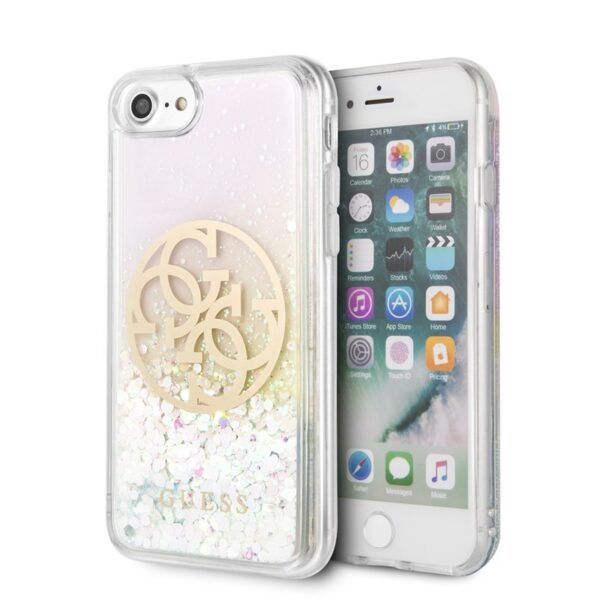 Guess Gradient Liquid Glitter Circle Logo – dėklas, skirtas iPhone SE 2020 / 8 / 7