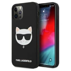Karl Lagerfeld Choupette galvutės silikoninis dėklas, skirtas iPhone 12 / iPhone 12 Pro (juodas)