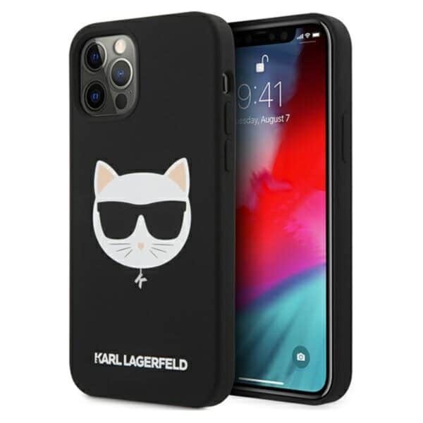 Karl Lagerfeld Choupette galvutės silikoninis dėklas, skirtas iPhone 12 / iPhone 12 Pro (juodas)