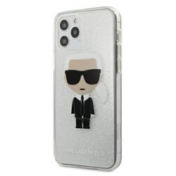 Karl Lagerfeld Iconik Glitter – dėklas, skirtas iPhone 12 Pro Max (sidabras)