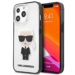 Karl Lagerfeld Ikonik Karl – dėklas, skirtas iPhone 13 Pro Max (skaidrus / juodas rėmelis)