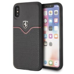 Ferrari Lether Case kietas dėklas, skirtas iPhone Xs / X (juodas)