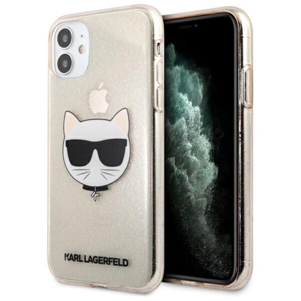Karl Lagerfeld Choupette Head Glitter – dėklas, skirtas iPhone 11 (auksinis)