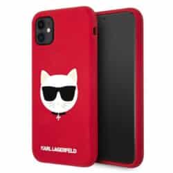 Karl Lagerfeld Choupette galvutės silikonas – dėklas, skirtas iPhone 11 (raudonas)