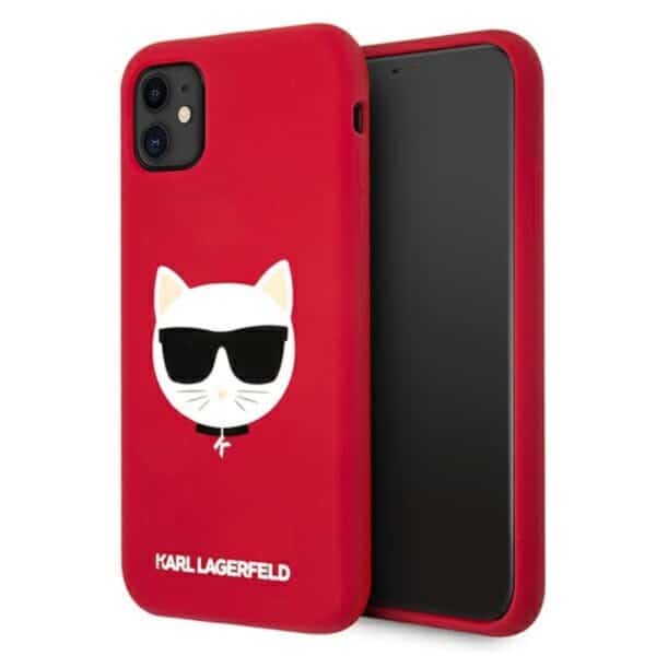 Karl Lagerfeld Choupette galvutės silikonas – dėklas, skirtas iPhone 11 (raudonas)