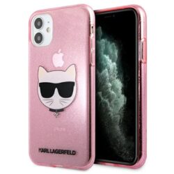 Karl Lagerfeld Choupette Head Glitter – dėklas, skirtas iPhone 11 (rožinis)