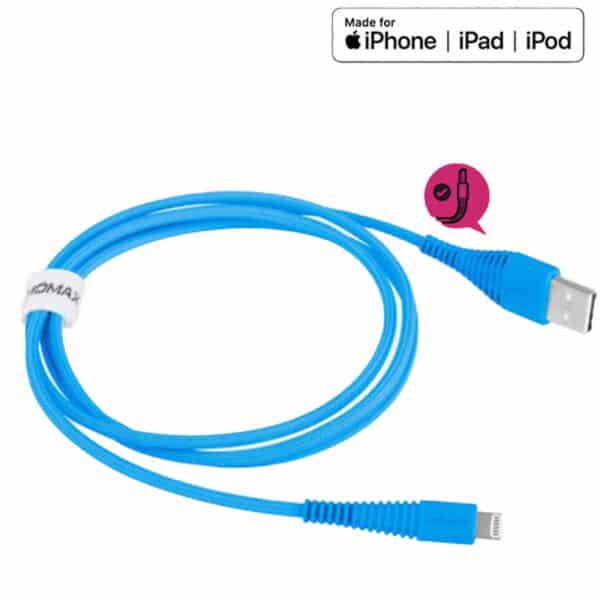 „Tough Link Lightning“ į USB laidą 2,4 A, 1,2 m (mėlyna)