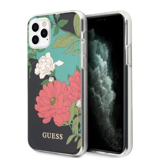 Guess Flower Case N1 – dėklas, skirtas iPhone 11 Pro (juodas)