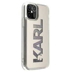 Karl Lagerfeld logotipas Karl Liquid Glitter Multi Mirror – dėklas, skirtas iPhone 12 Pro Max (sidabras)