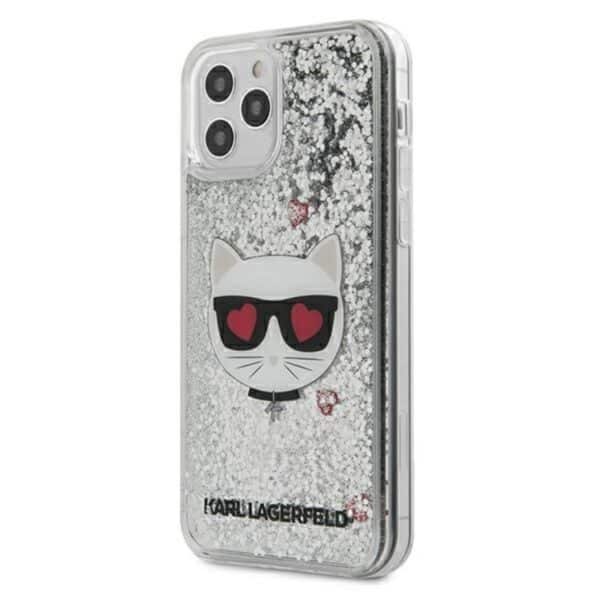 Karl Lagerfeld Liquid Glitter Choupette – dėklas, skirtas iPhone 12 Pro Max (sidabras)