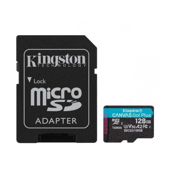 Kingston Canvas Go Plus microSDXC – 128 GB atminties kortelė su adapteriu