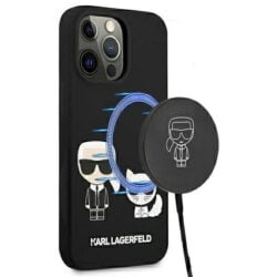 Karl Lagerfeld Slilicone Karl & Choupette Magsafe – dėklas, skirtas iPhone 13 (rožinis)