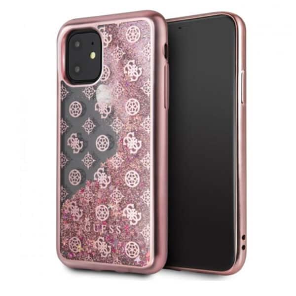 Guess Liquid Glitter Hearts – dėklas, skirtas iPhone 11 (rožinis)