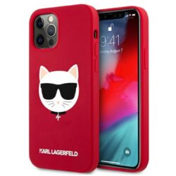 Karl Lagerfeld Choupette galvutės silikonas – dėklas, skirtas iPhone 12 Pro Max (raudonas)