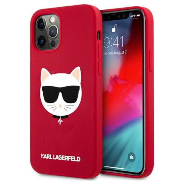 Karl Lagerfeld Choupette galvutės silikonas – dėklas, skirtas iPhone 12 Pro Max (raudonas)