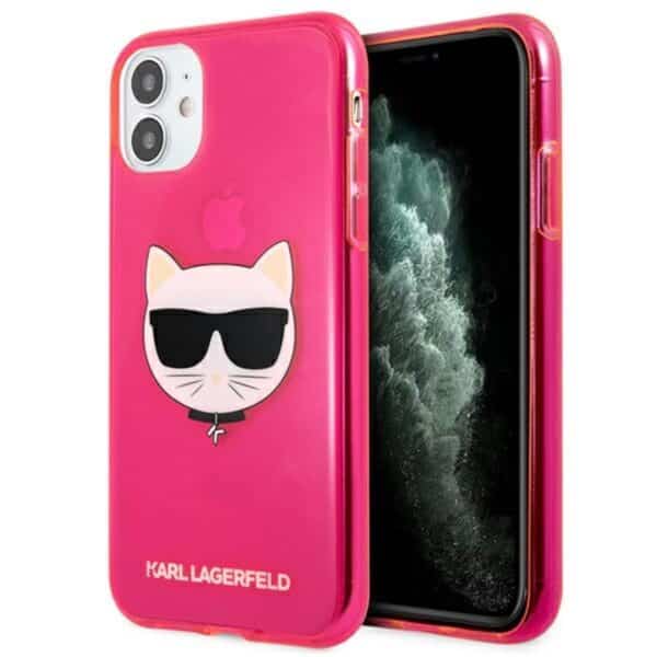 Karl Lagerfeld Choupette Head – dėklas, skirtas iPhone 11 (Fluo Pink)