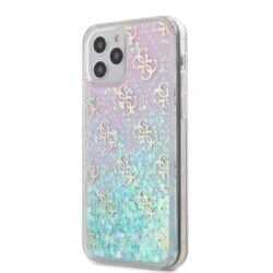 Guess 4G Liquid Glitter – dėklas iPhone 12 / 12 Pro (rožinė / mėlyna)