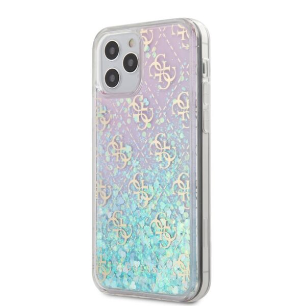 BD70B44D-6051-EC11-91AD-2CEA7FB072AA.jpg Guess 4G Liquid Glitter – dėklas iPhone 12 / 12 Pro (rožinė / mėlyna)
