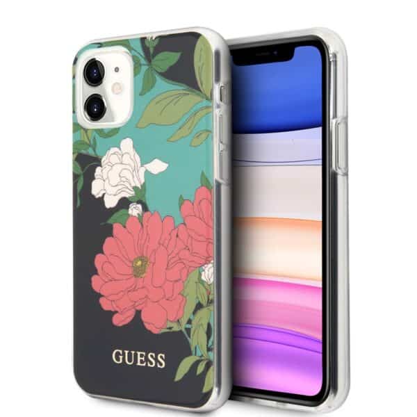 Guess Flower Case N1 – dėklas, skirtas iPhone 11 (juodas)
