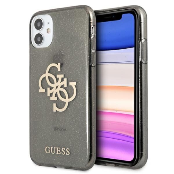 „Guess Glitter 4G Big Logo“ – „iPhone 11“ dėklas (juodas)