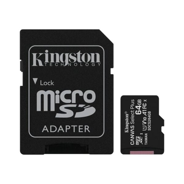 Kingston Canvas Select Plus microSDXC – 64 GB atminties kortelė su adapteriu