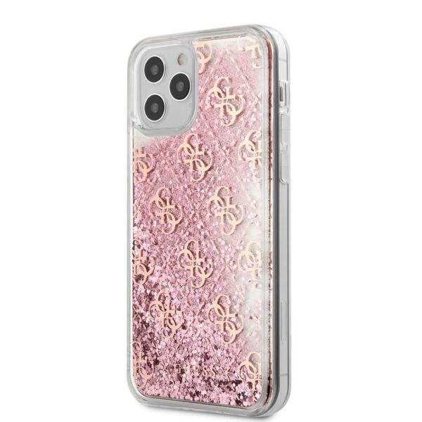 Guess 4G Liquid Glitter – dėklas iPhone 12 / 12 Pro (rožinė)