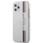 US Polo Assn Shiny Tricolor Stripes – dėklas, skirtas iPhone 12 Pro Max (baltas)