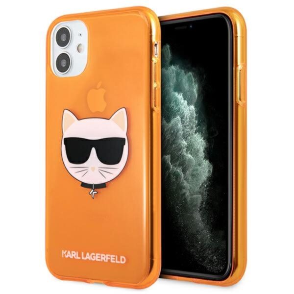 Karl Lagerfeld Choupette Head – dėklas, skirtas iPhone 11 (Fluo Orange)