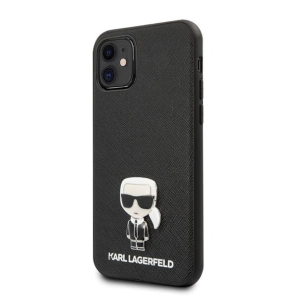 Karl Lagerfeld Saffiano su Pin Ikonik – dėklas, skirtas iPhone 12 mini (juodas)