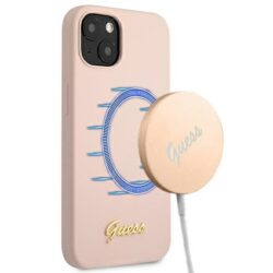 „Guess Silicone Script“ – dėklas, skirtas „iPhone 12“ / „iPhone 12 Pro“ (rožinis)