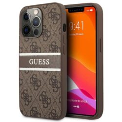Guess 4G Printed Stripe – dėklas, skirtas iPhone 13 Pro Max (rudas)