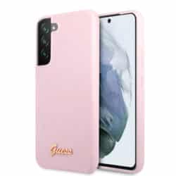 Guess Silicone Script metalinis logotipas – Samsung Galaxy S22 (Levandų) dėklas